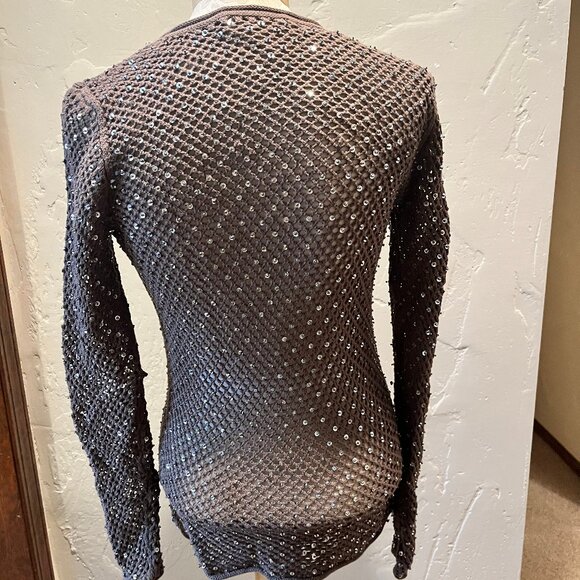 Michael by Michael Kors Brown 100% Cotton Sequin Sweater Size S - Picture 4 of 16